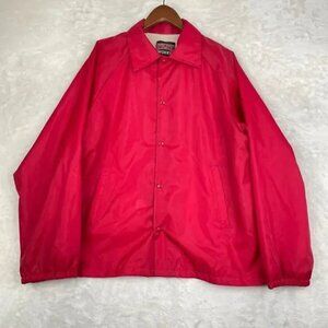 Vtg Athletic Works Jacket Men Large Red 80s 90s Snap-Up Coach Lined USA Baseball